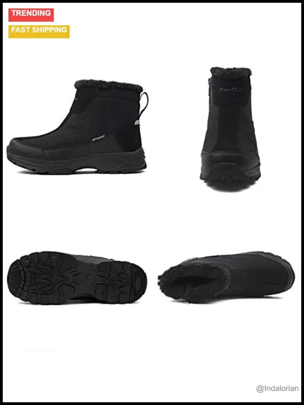Men's Waterproof Fur Lined Snow Boots Ankle Boots Winter Shoes